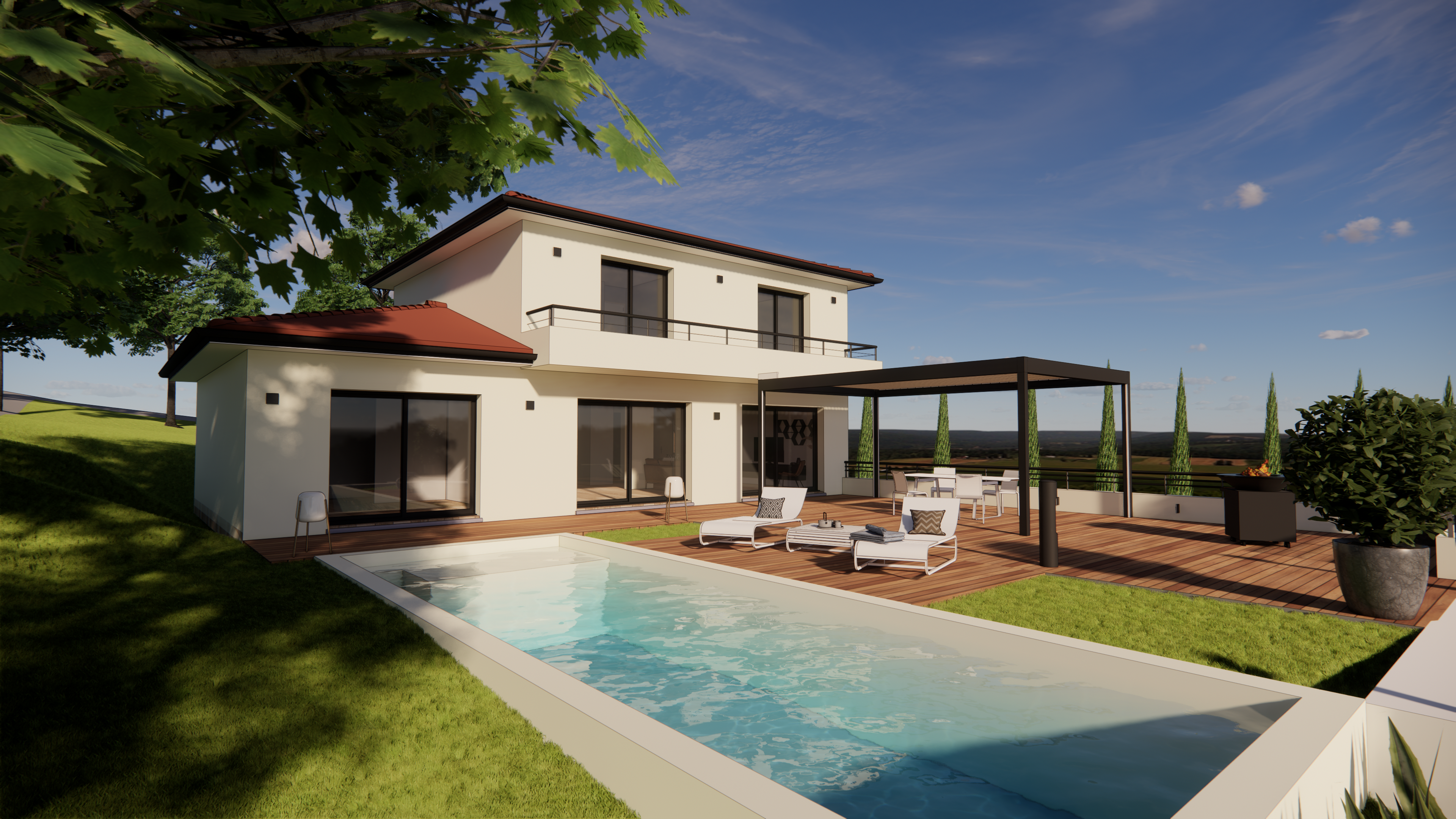 Maison de 110 m² + garage en sous-sol de 40 m² à Serpaize (38200) au prix de 385 500 € sur un terrain de 450 m²