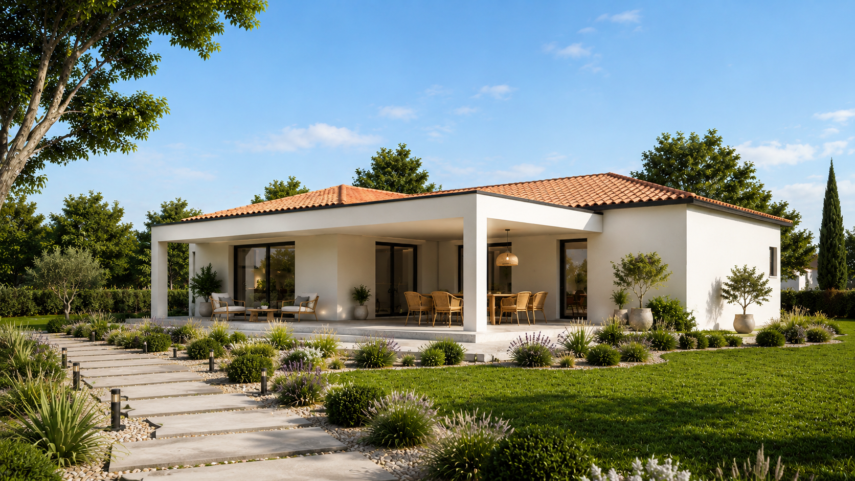 Maison plain-pied de 110 m² + 20 m² de garage à Toussieu au prix de 421 000 € !
